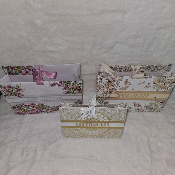 DIOR Gift Bags Floral Print Ribbon Collapsible - Picture 6 of 6
